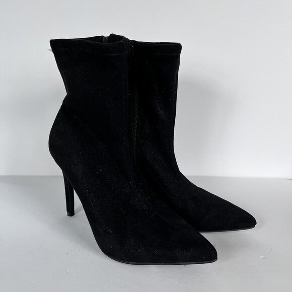 NEW BP Braylee Pointed Toe Bootie 6 Black Stiletto Sock Ankle Boot Heel Glam - Picture 1 of 8